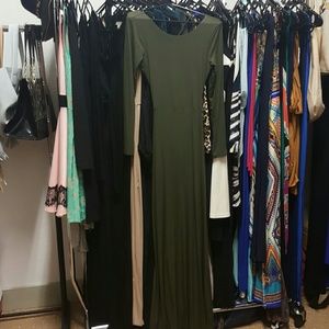 Olive Green Forever 21 Criss Cross Back Dress