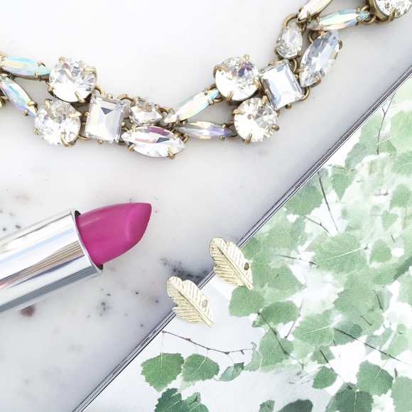 "Ava" Earrings || Gold Leaf/Feather Studs - Picture 2 of 9