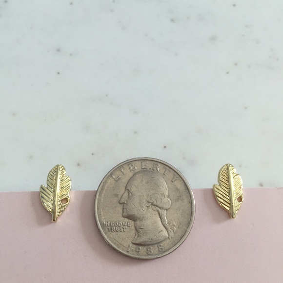 "Ava" Earrings || Gold Leaf/Feather Studs - Picture 5 of 9