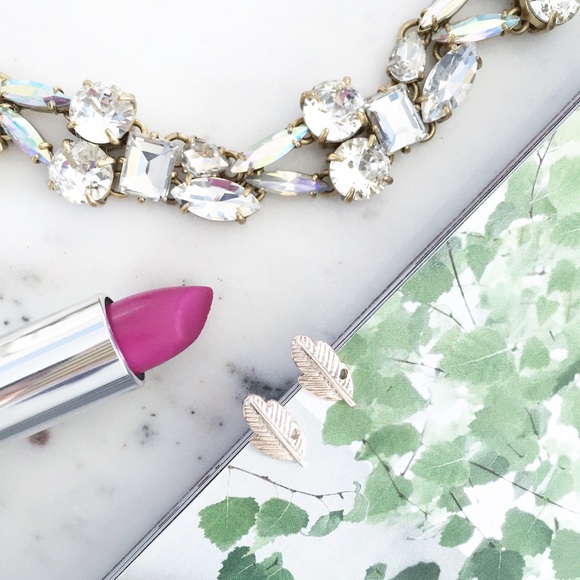 "Ava" Earrings || Rose Gold Leaf/Feather Studs - Picture 2 of 9