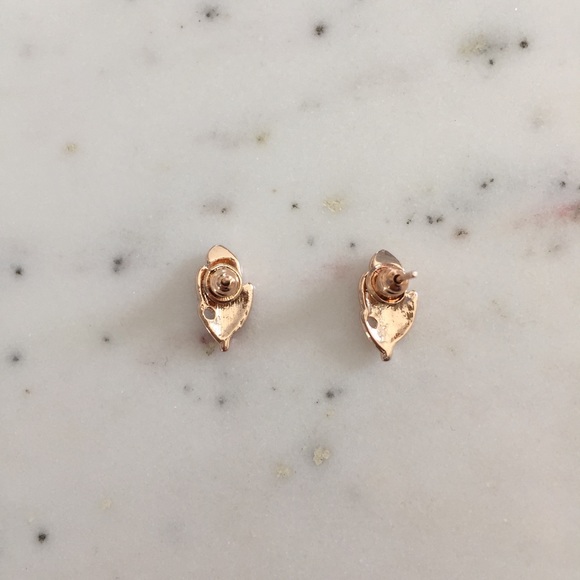 "Ava" Earrings || Rose Gold Leaf/Feather Studs - Picture 4 of 9