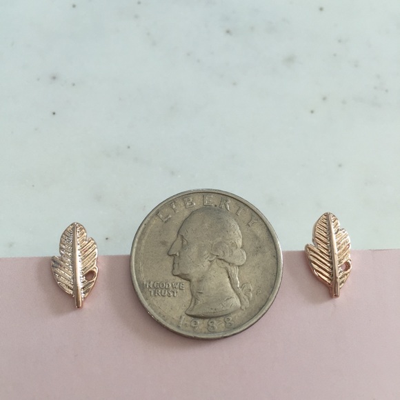 "Ava" Earrings || Rose Gold Leaf/Feather Studs - Picture 5 of 9