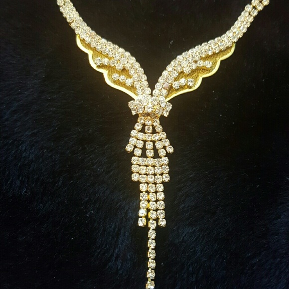 (3) Piece Rhinestone Fringe Necklace Set - Picture 3 of 4