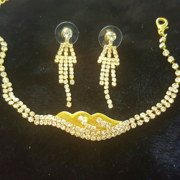 (3) Piece Rhinestone Fringe Necklace Set - Picture 4 of 4
