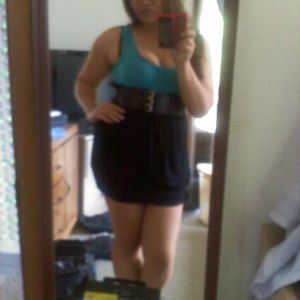 Blue and black short dress