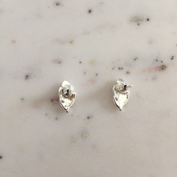 "Ava" Earrings || Silver Leaf/Feather Studs - Picture 4 of 9