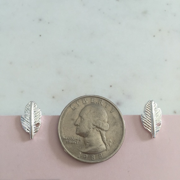 "Ava" Earrings || Silver Leaf/Feather Studs - Picture 5 of 9