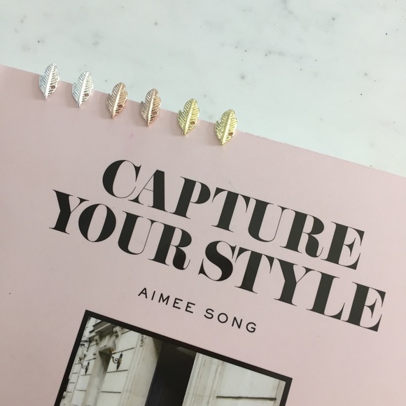 "Ava" Earrings || Silver Leaf/Feather Studs - Picture 7 of 9