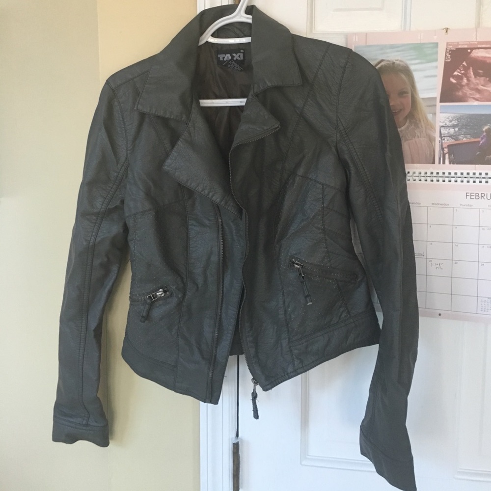 Grey faux leather jacket
