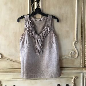 J Crew 100% silk; embellished top-size 4