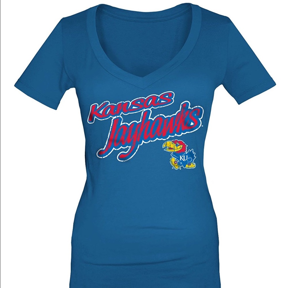 NCAA Kansas Jayhawks Cotton V-Neck Tee