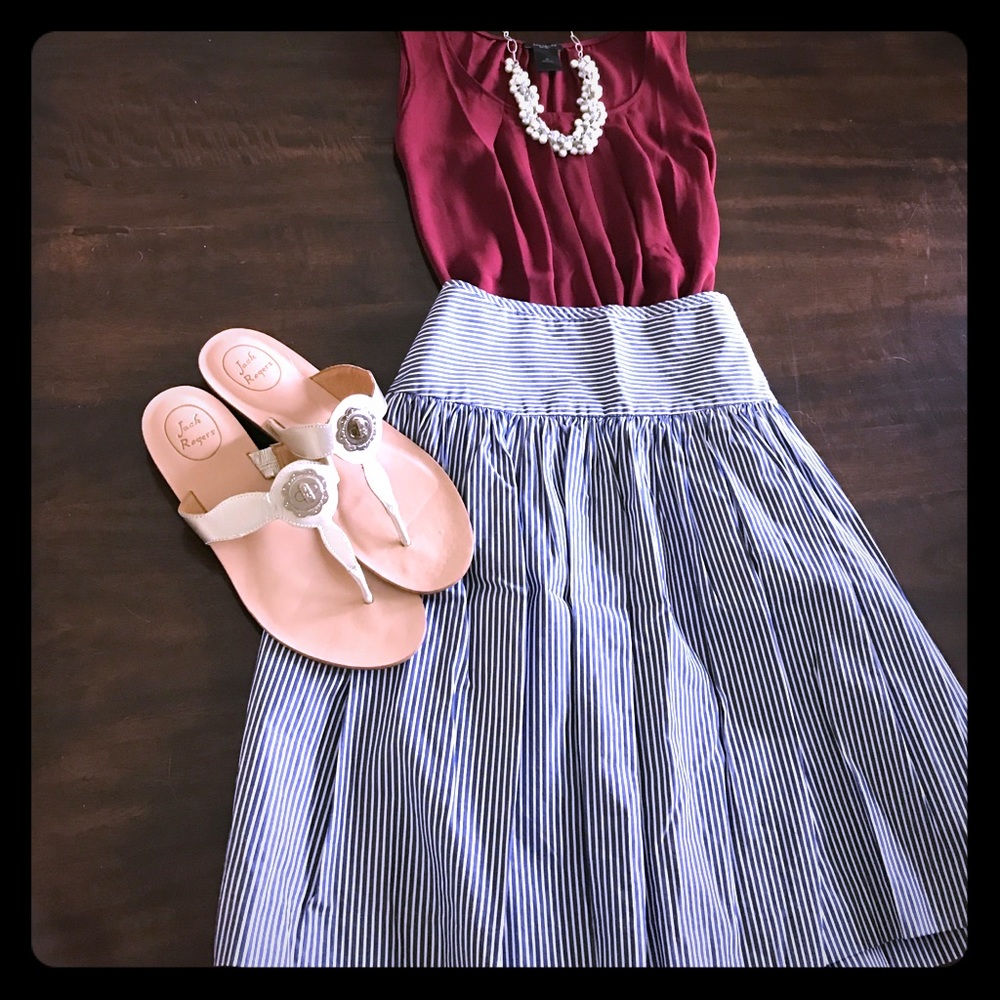 Blue and white pinstriped skirt