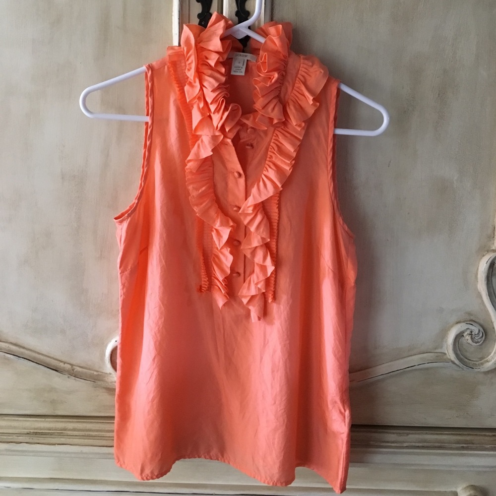 J Crew 100% silk top, peach, size 0
