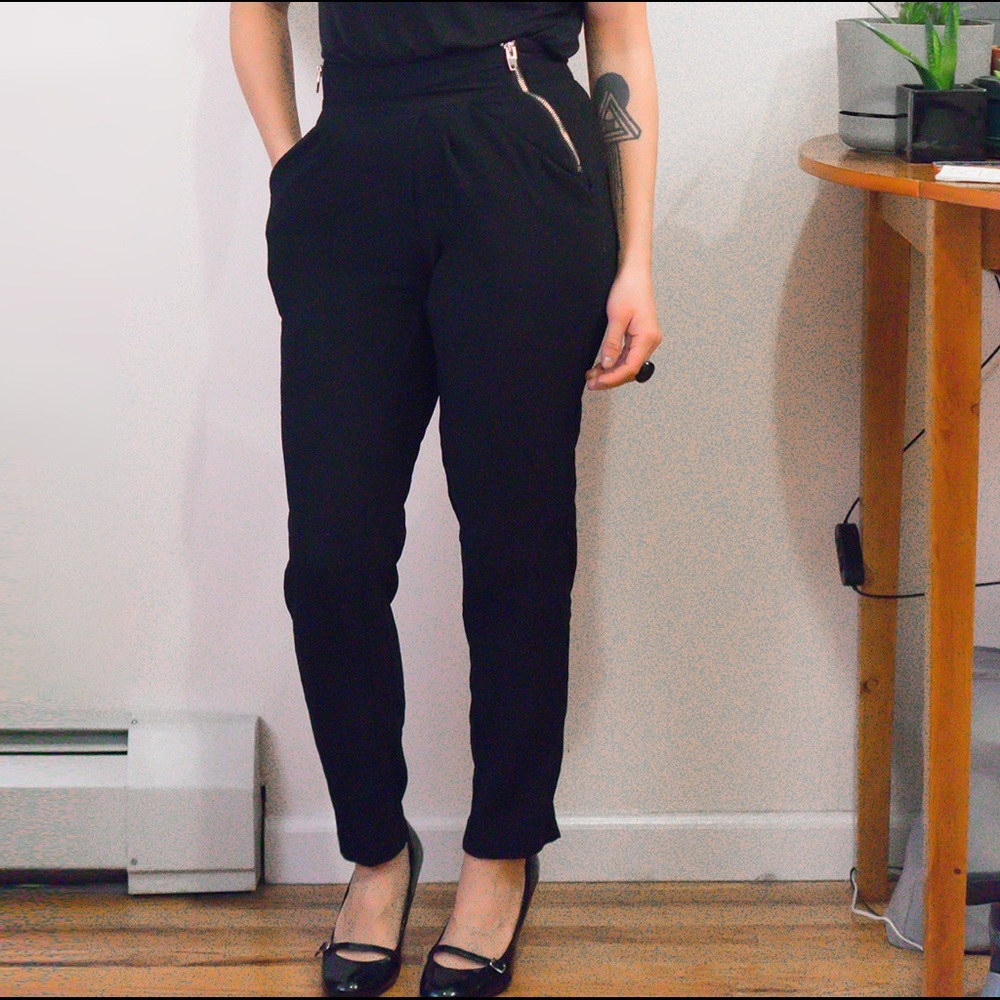 High Waist Side Zip Pants