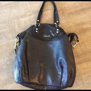 Black Leather and gold hardware coach bag