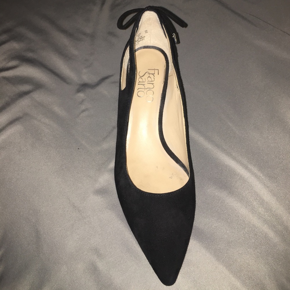 Black Franco Sarto Black Suede Doe Pump