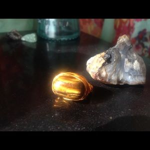 Tiger eye wire wrapped ring