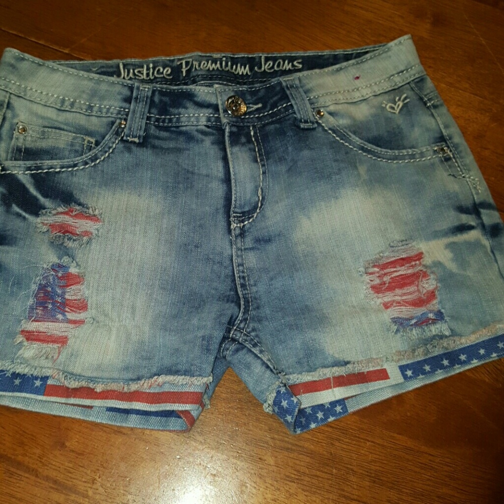 Girls Justice patriotic shorts