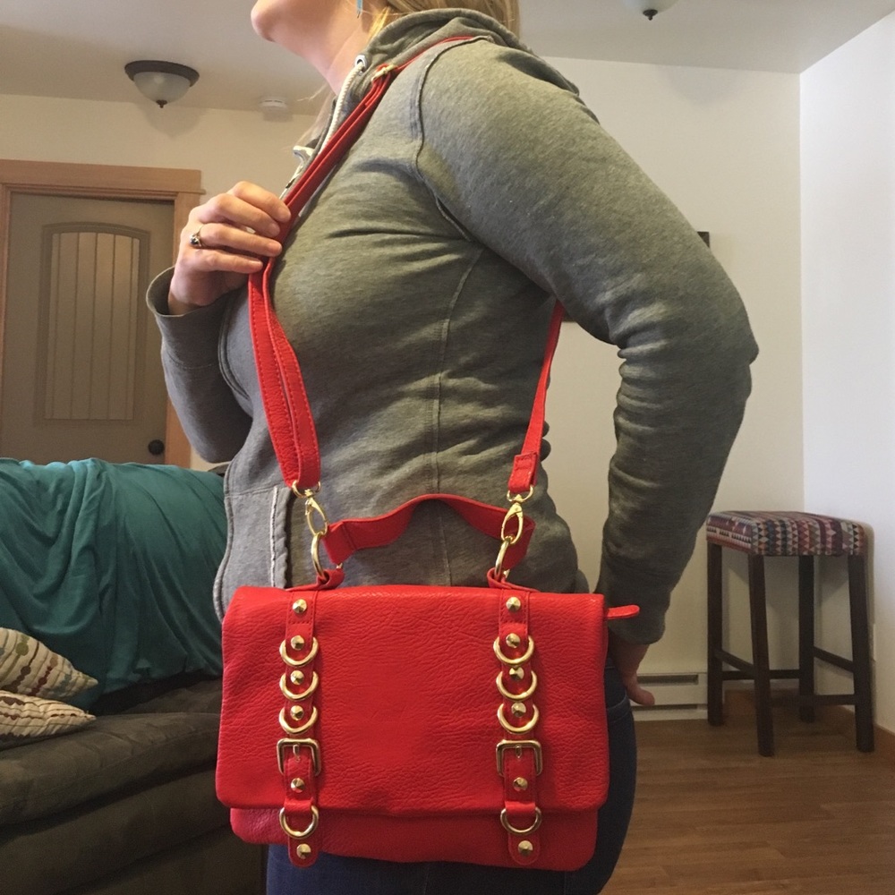 Olivia & Joy coral vegan leather crossbody