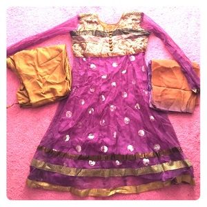 Purple gold shalwar kameez / anarkali size 34