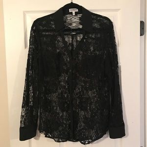 Express black lace portofino top