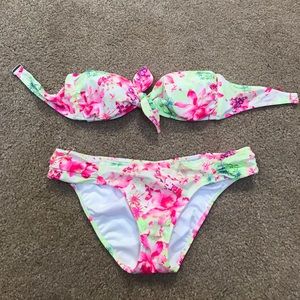 Floral neon Victoria's Secret bandeau bikini