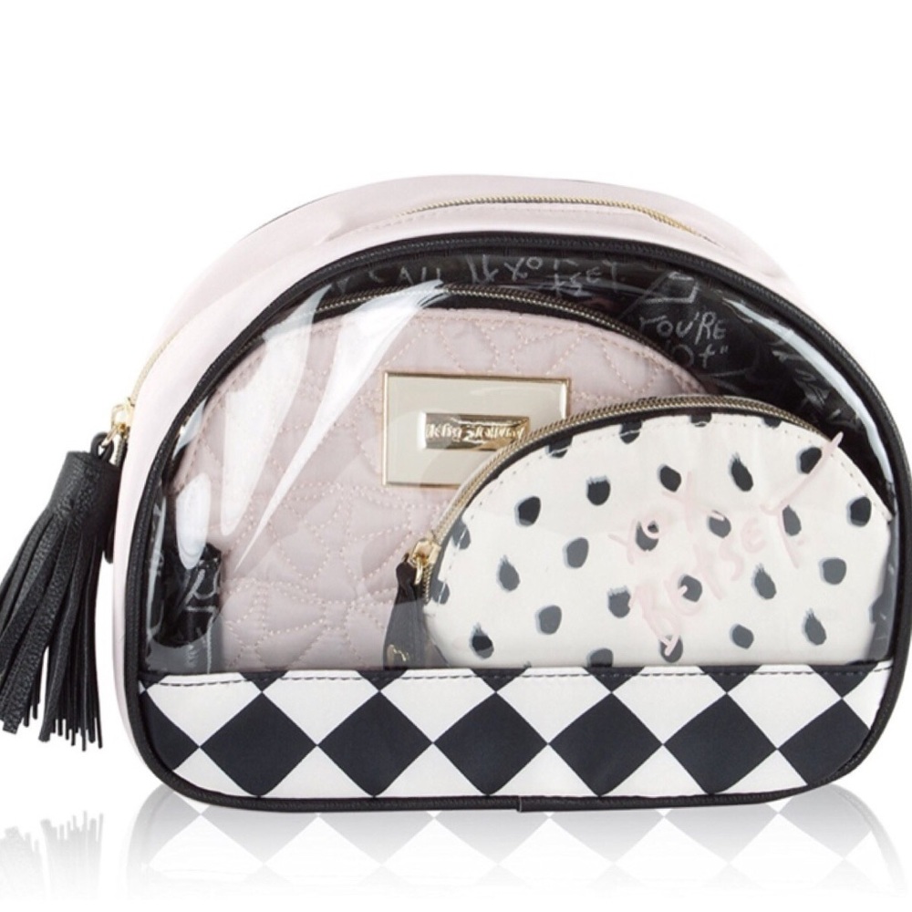 SOLD Betsey Johnson Blush Pink Cosmetic bag set - Picture 2 of 8