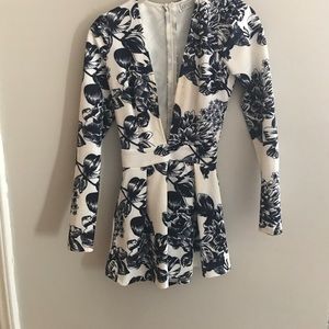 Blue and White Floral Romper