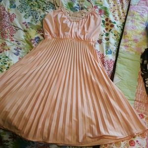 Vintage peach pleated dress
