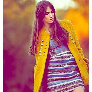 Free People Yellow Sergeant Bell Sleeve Jacket