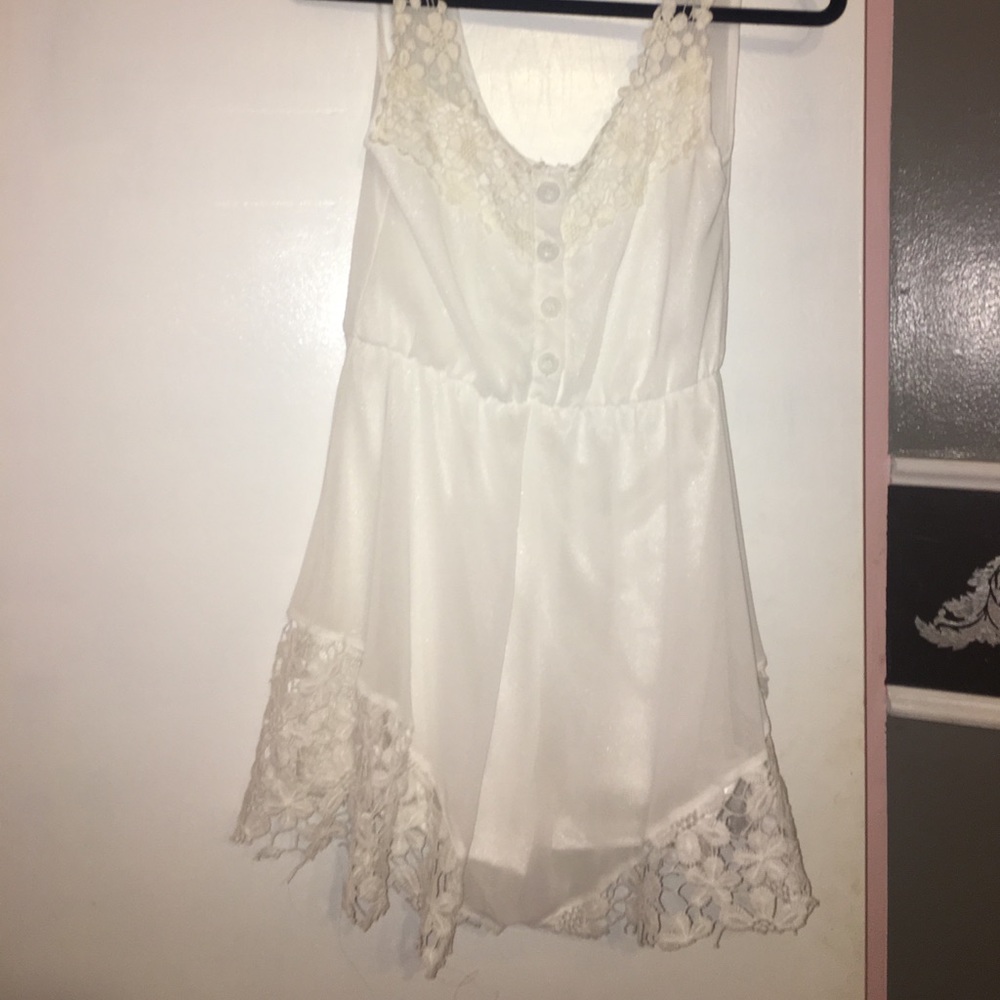 White floral lace romper