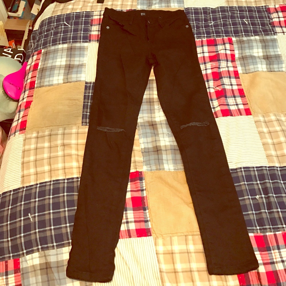 Brandy Melville Black Skinny Ripped Jeans 25"