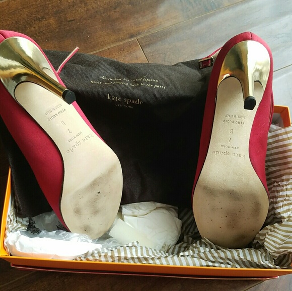 ♠Kate Spade New York Kimberly Red Satin Heels♠ - Picture 2 of 4