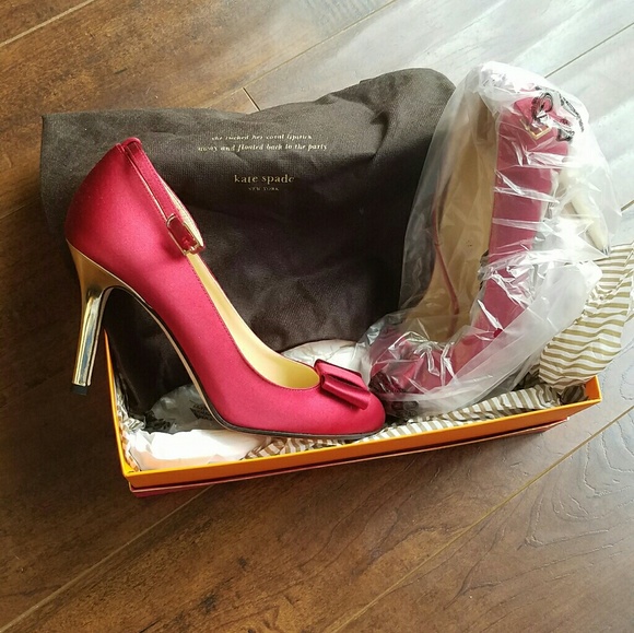 ♠Kate Spade New York Kimberly Red Satin Heels♠ - Picture 3 of 4