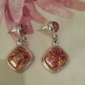 Amber pierced earrings
