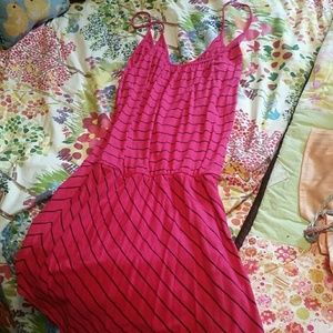 Pink and navy striped dress