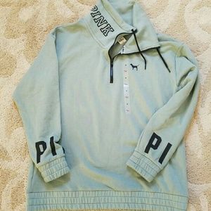 Nwt Vs pink 1/4 zip cowl neck sweatshirt sz med