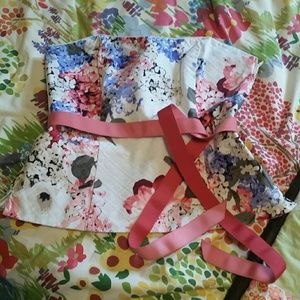 WHBM bustier with pink ribbon