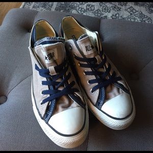 Blue and Tan All Star Converse Sneakers