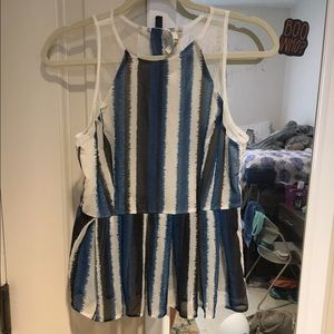 Striped, chiffon peplum