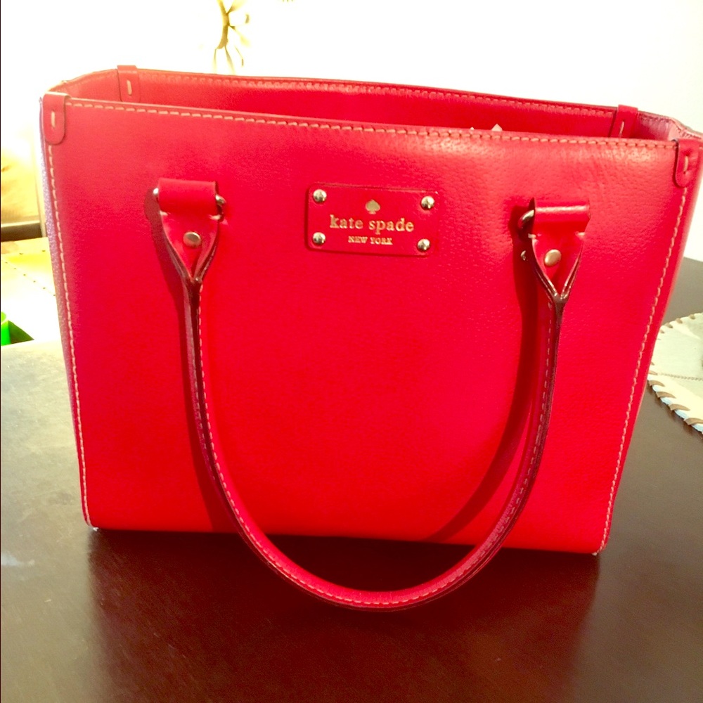 Red Leather Kate Spade Wellesley Quinn Tote