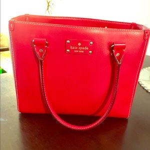 Red Leather Kate Spade Wellesley Quinn Tote