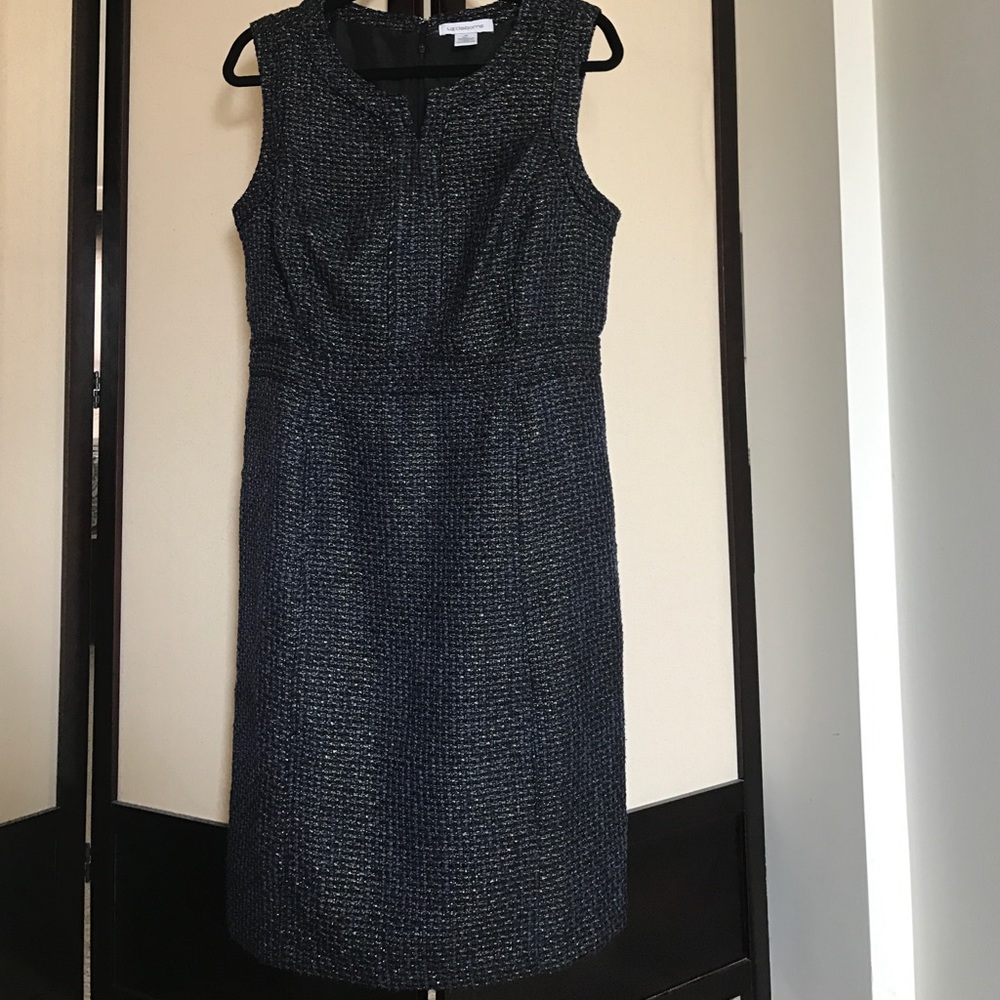 Empire waist sleeveless tweed dress