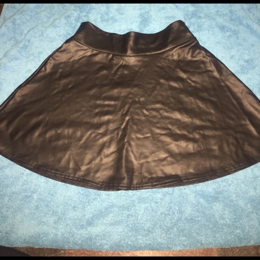 Black faux leather skirt!