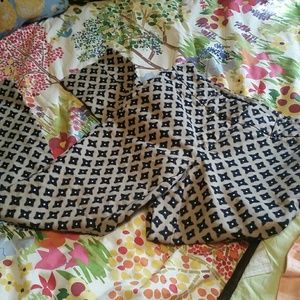 Tan and black jacquard print pants