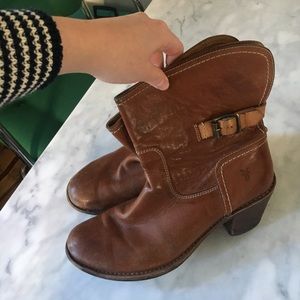 Frye Brown Caramel Leather Heel Boots 9.5