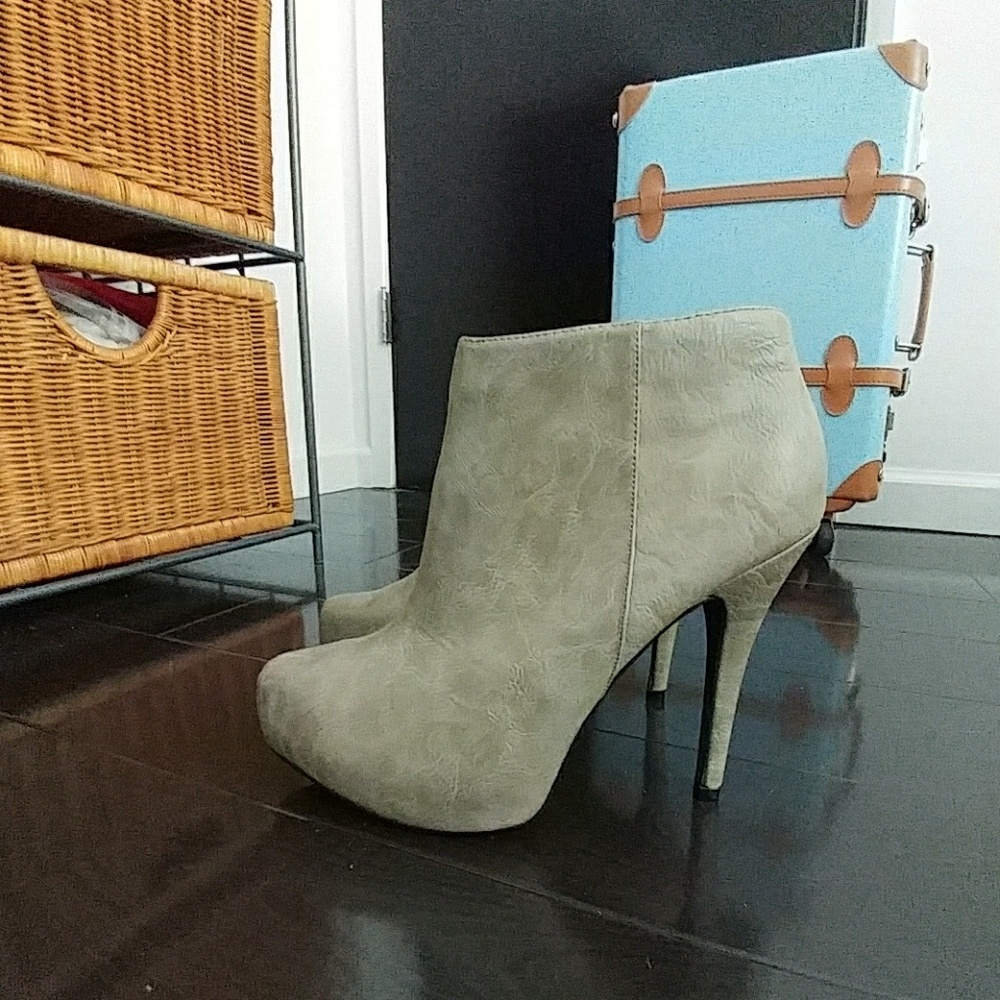 Taupe Platform Ankle Boots - Size 9
