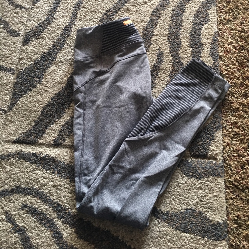 grey and stripped leggings