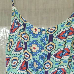 Everly Dresses - Tribal geometric pattern dress with faux buttons Everly Dresses - Tribal geometric pattern dress with faux buttons
