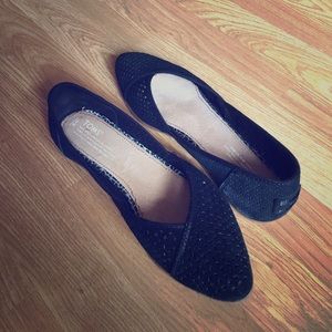 Toms Black Suede Flats